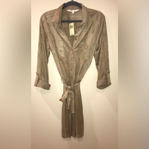 MAX STUDIO POLY SPANDEX BLEND BUTTON DOWN SHIRT DRESS